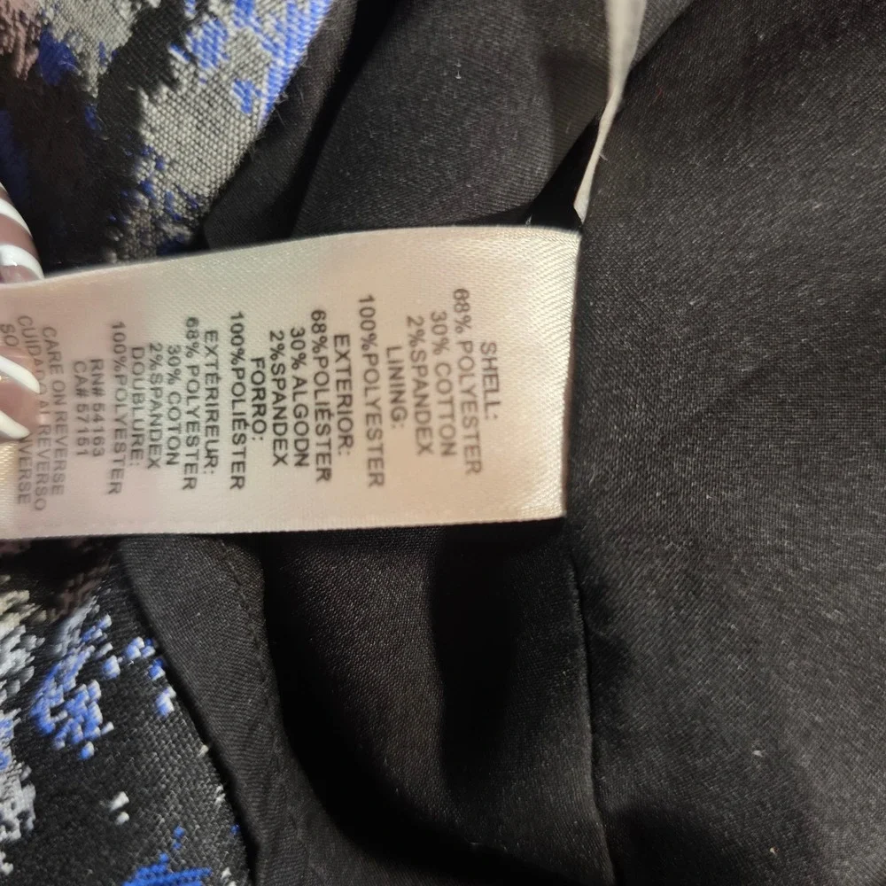 Calvin Klein Blue Black White Abstract Plaid‎ Pencil Skirt Size 4 Lined Workwear